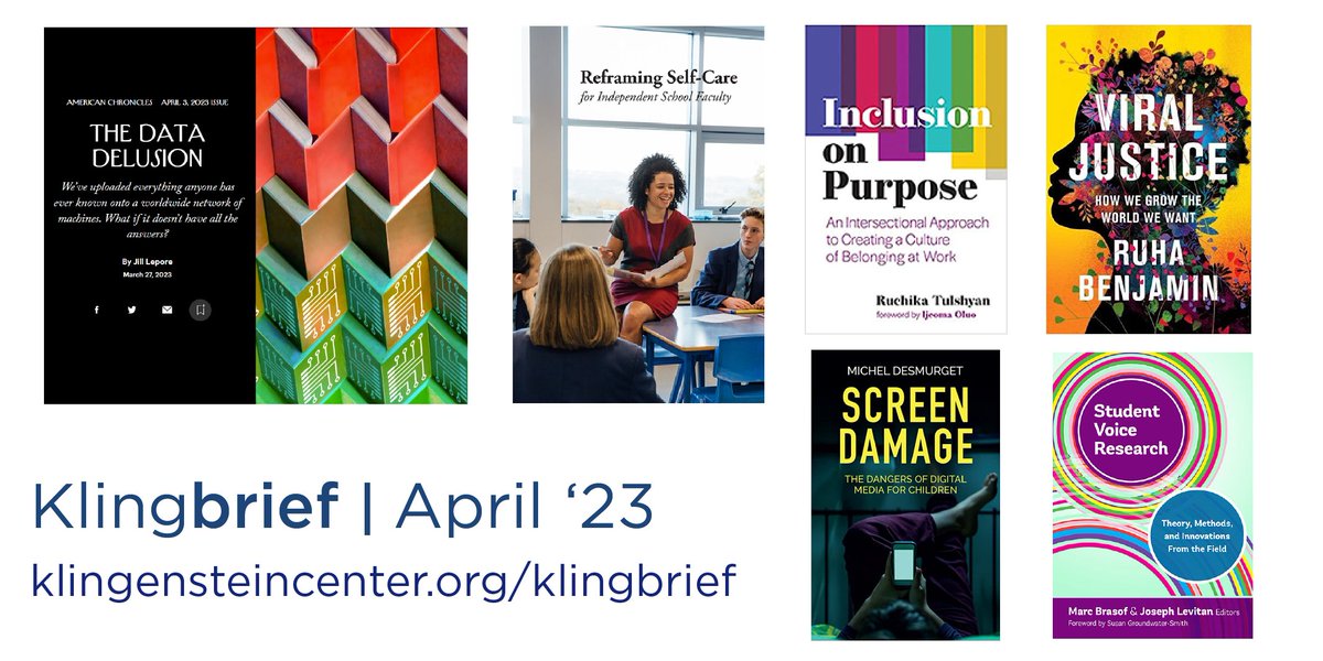 Congratulations to Tracy Goodson Barrett &amp; Deep Sidhu (@deepjyot), new Klingbrief Editors for 2023-2024! Read the April Issue for this news + 8 impactful readings about data and AI, self-care for #indyschool educators, inclusive workplaces and more!
klingensteincenter.org/klingbrief