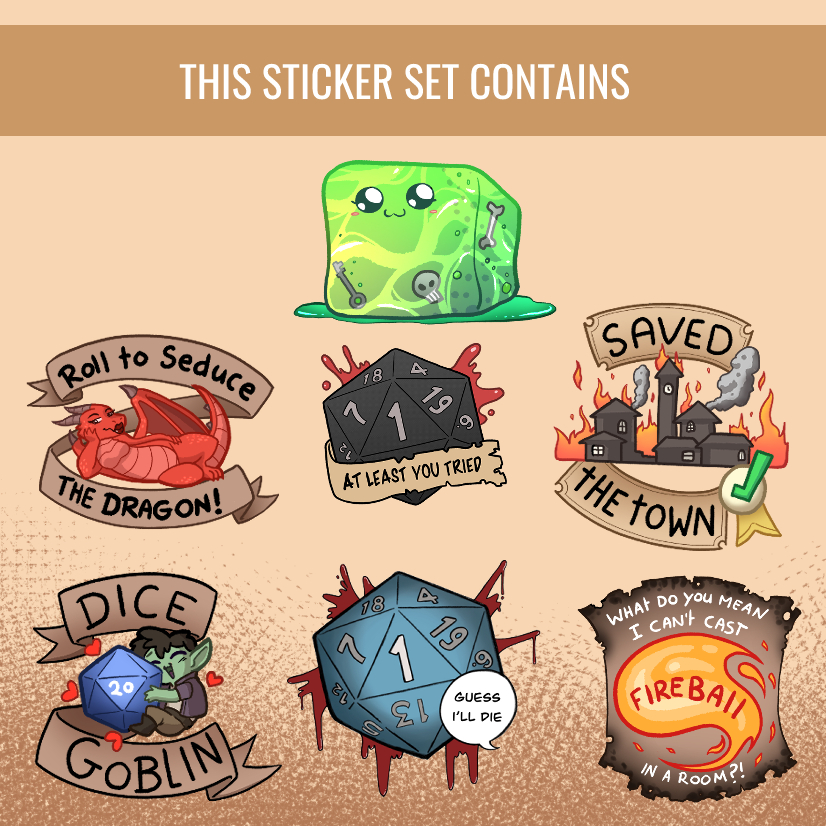 This weekend I'll be at the Holland Comic Con. And I'll be selling some super fun D&amp;D Stickers! So I hope to see you guys there~! 
#DnD