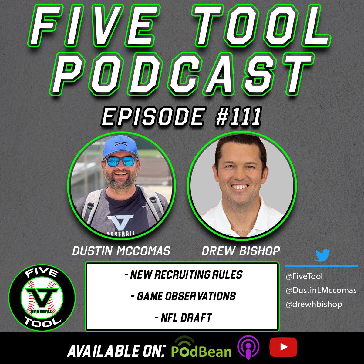 Episode 1️⃣1️⃣1️⃣ of the <a href="/FiveTool/">Five Tool Baseball</a> Podcast

With: <a href="/DustinLMcComas/">Dustin McComas</a> &amp; <a href="/drewhbishop/">Drew Bishop</a> 

Mentions: <a href="/CadenVarner5/">Caden Varner</a> <a href="/Gschroeder09/">Garrett Schroeder</a> <a href="/degank48/">Degan Kubat</a> <a href="/MaxStammel/">Max Stammel</a> <a href="/ParkerKStephens/">Parker Stephens</a> <a href="/CharSchneiderHP/">Charlie Schneider</a> <a href="/strawn_cooper/">Cooper Strawn</a> 

🤔Recruiting thoughts, game observations, and more 

🎧LISTEN: fivetool.org/podcasts