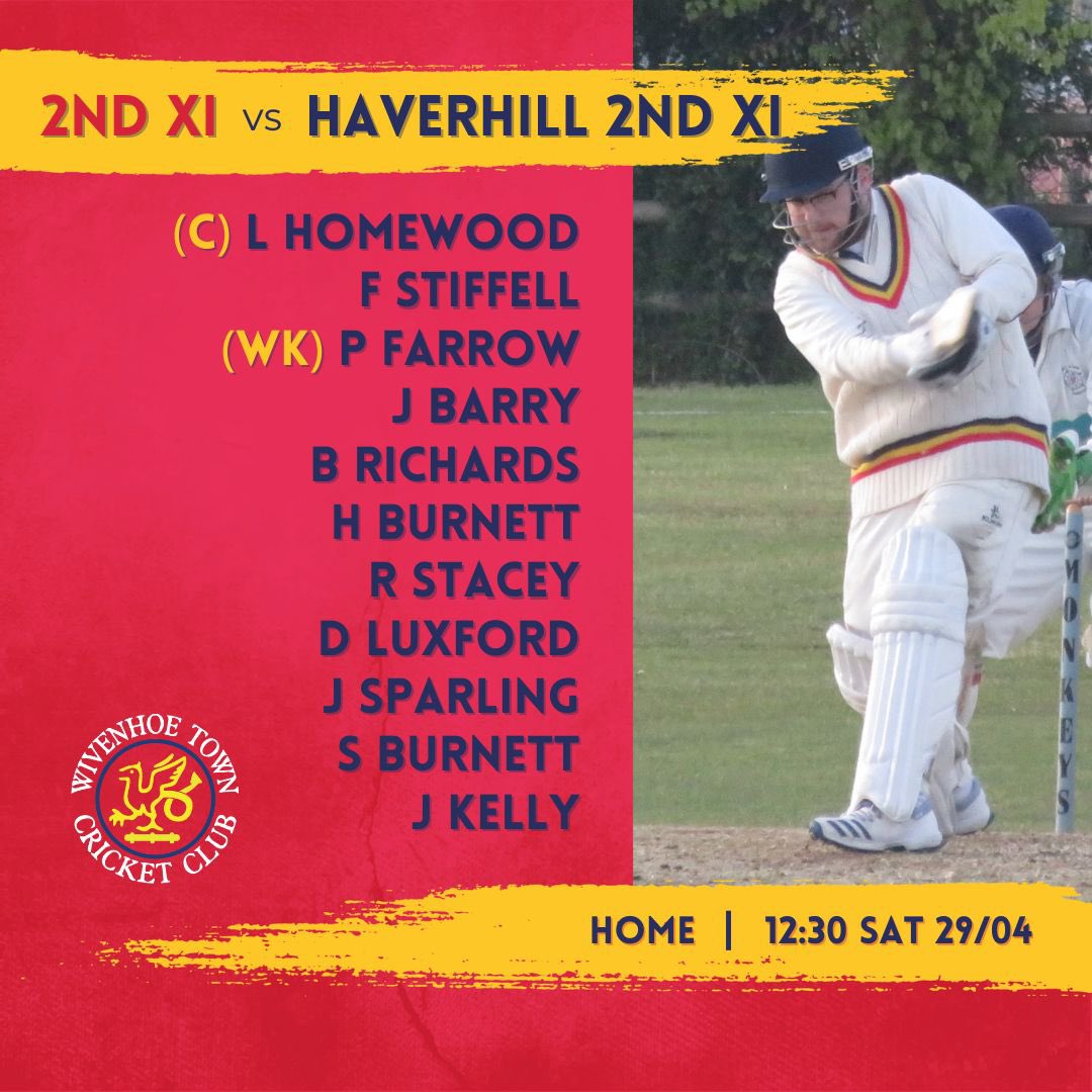 WTCCcricket's tweet photo. Tomorrow’s teams

1st XI away to @MistleyCC 

2nd XI at home to @Haverhill__cc 2nd XI

#WTCC https://t.co/W3dw3Xc4RS