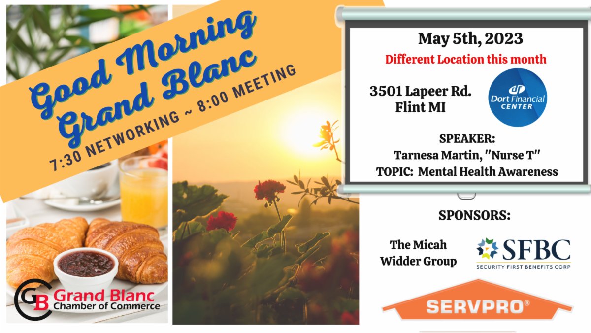 GB_Chamber's tweet image. UPDATE - Good Morning Grand Blanc in May will be at the Dort Financial Event Center!  Mark your calendars and sign up now to save (link is fixed for those who tried earlier - SORRY!)  conta.cc/3oSLr6D
conta.cc/3ADWWBu