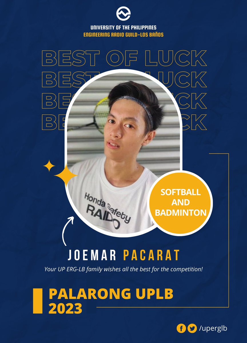 uperglb's tweet photo. GOOD LUCK, UP ERG-LB DELEGATES!💪

The UP Engineering Radio Guild - Los Baños expresses its heartfelt support to our brods who will compete in the Palarong UPLB 2023✨

Your UP ERG-LB Family wishes you all the best!💙🌻

#PALARONGUPLB2023
#UPERGLB https://t.co/4hRwkh2wlq
