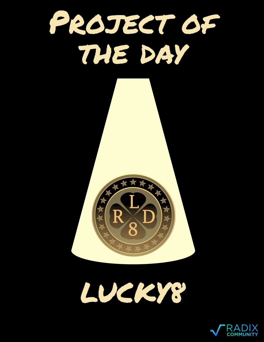 📢Our next Project of the day is Lucky8!📢

🎁They #giveaway 10 $LUCK to 5 people each! Each $LUCK is a lottery ticket for 120k $XRD!

Complete:
✅ Follow @radix_ecosystem &amp; <a href="/lucky8xrd/">Lucky8xrd.com - Radix's Premier Lossless Lottery</a>
✅ Like &amp; RT this tweet

⏲️Ends on 30 April 10pm UTC

 Thread about Lucky8👇

#airdrop #radix