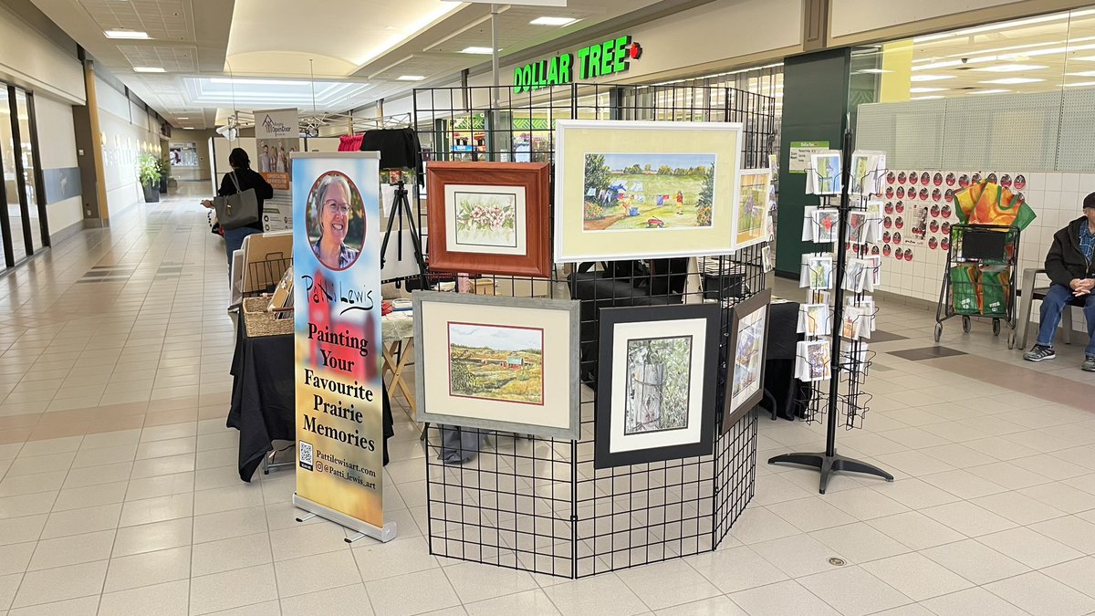 DanLewisMJ's tweet photo. Come to Vic Square Mall in Regina and see my wife’s art work and feel free to buy as we have a few original watercolour paintings, prints, coasters, cards &amp; fridge magnets of most of her paintings. Also check out https://t.co/MmWbYgFiyN if you can’t make it #art #Watercolour https://t.co/L7aIBzWyOj