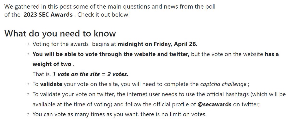 TaegerB3ar's tweet photo. How to vote:
Read the instructions from the website below.
Must be following @secawards for Twitter votes to count.
Hashtag template:
#IndicatedName + #CategoryTitle + #SECAwards. https://t.co/3MaWGpjI50