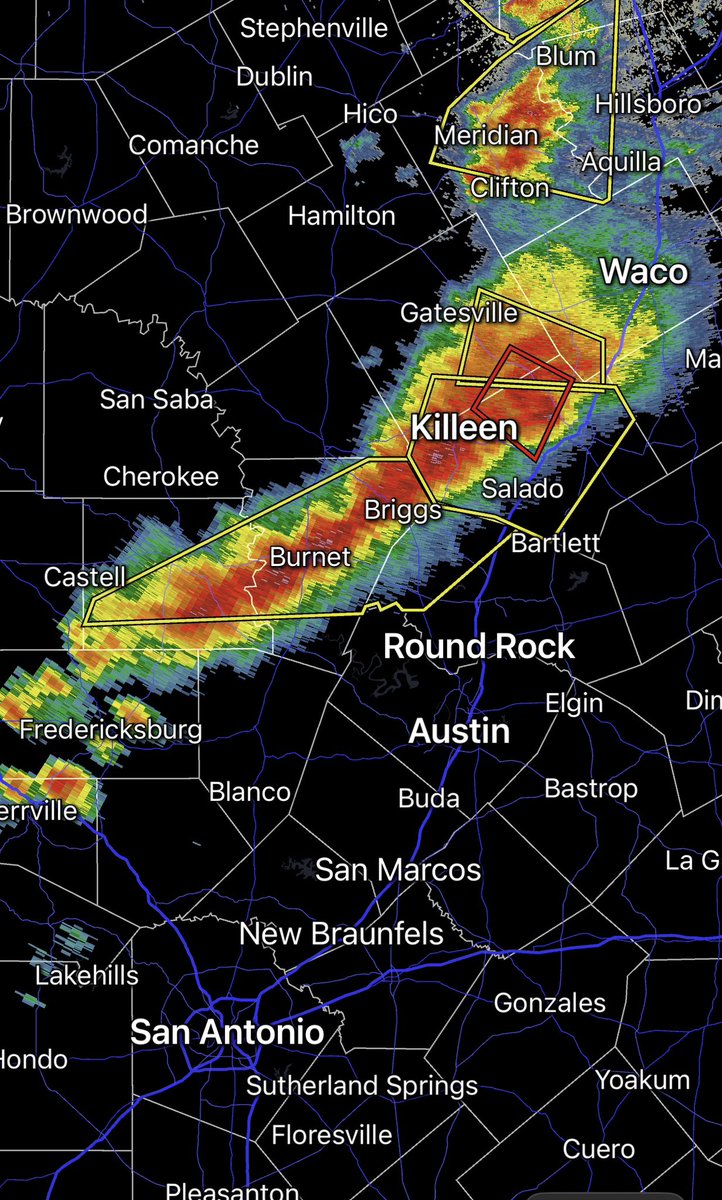 Severe storms continue to the north of San Antonio. A Tornado Warning is underway for an area east of Killeen to west of Temple. A Severe Thunderstorm Watch is underway for San Antonio and Austin. WOAI.com/listen