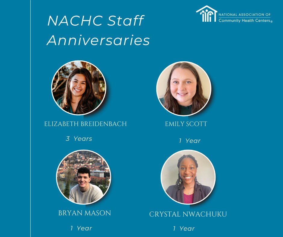NACHC's tweet photo. This April, we want to recognize NACHC staff celebrating their work anniversary. We greatly appreciate and value your hard work and dedication to Community Health Centers! #InsideNACHC #ValueCHCs https://t.co/uBkzA5aee0