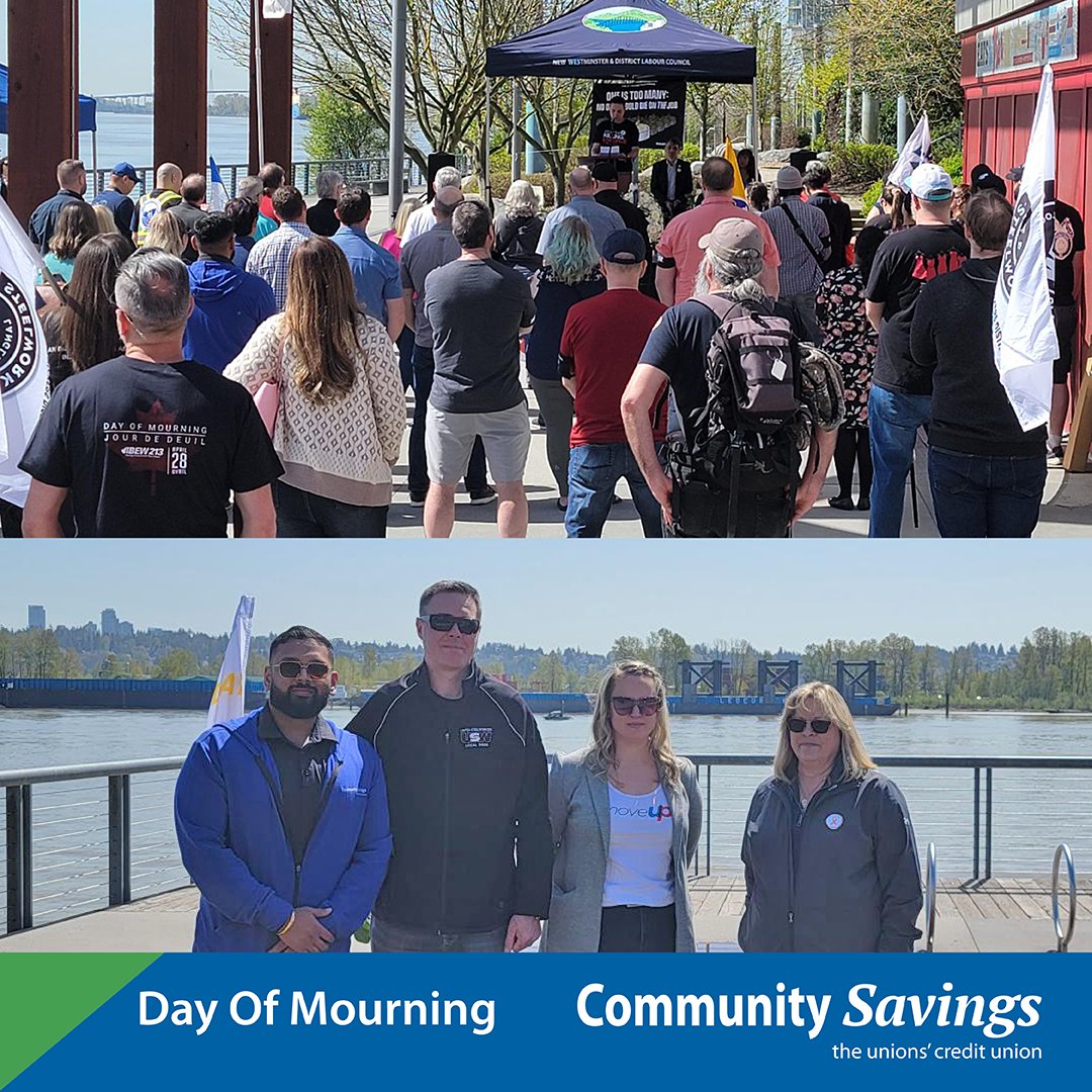 ComSavings's tweet photo. Community Savings at the @nwdlc Day of Mourning event in New Westminster honouring the BC workers who lost their lives to workplace injury or disease.

#dayofmourning https://t.co/ooMNrdddhg