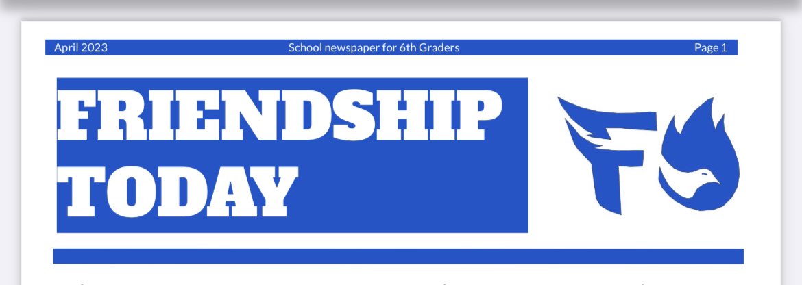 cciring18's tweet photo. I could not be more proud of my 25 students. They just made their 2nd issues of the @D59Friendship newspaper-1 issue for 6th &amp; 1 for 7/8th. Each student wrote an article &amp; 2 ss took the lead on design &amp; layout. @CCSD59 #letsgofirebirds https://t.co/mokFa3aZ0k