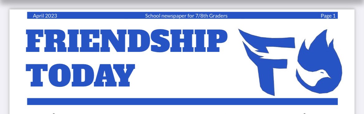 cciring18's tweet photo. I could not be more proud of my 25 students. They just made their 2nd issues of the @D59Friendship newspaper-1 issue for 6th &amp; 1 for 7/8th. Each student wrote an article &amp; 2 ss took the lead on design &amp; layout. @CCSD59 #letsgofirebirds https://t.co/mokFa3aZ0k
