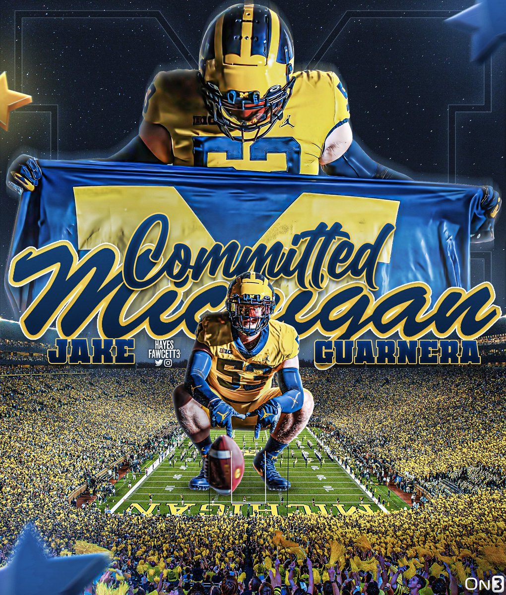 Hayesfawcett3's tweet photo. BREAKING: Class of 2024 IOL Jake Guarnera has Committed to Michigan!

The 6’4 290 IOL from Ponte Vedra Beach, FL chose the Wolverines over Florida, Penn State, &amp; others 

“This class is bringing a natty to Ann Arbor.”

https://t.co/XL7FE8Bm7u https://t.co/9UJY5joQut