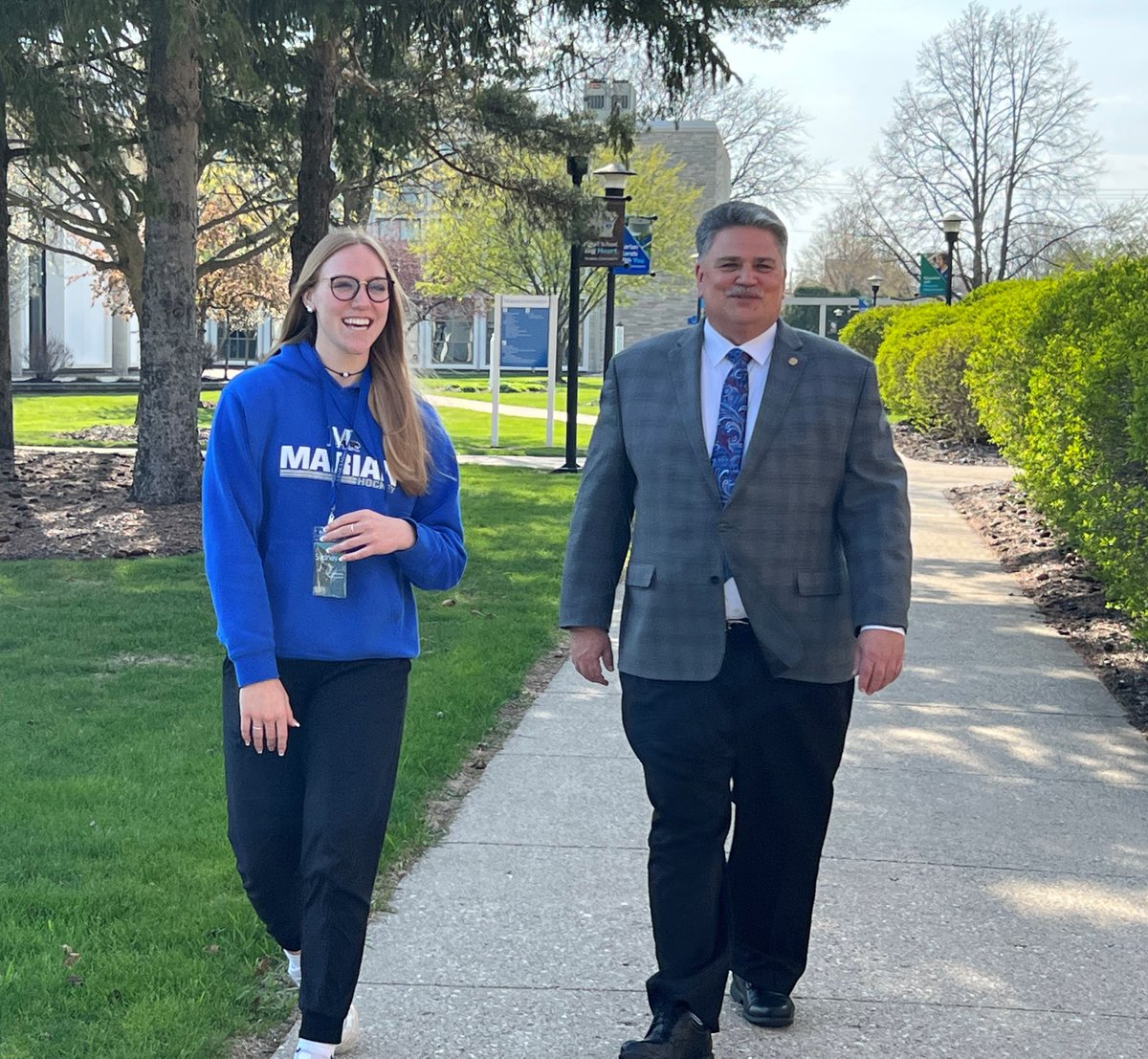 @WisPrivColleges President Eric W. Fulcomer's travels April 28 took him to @marian_wi, where he visited with President Michelle E. Majewski and other campus leadership. President Fulcomer also received a campus tour from Sydney Schipper, a biology major. #waicu