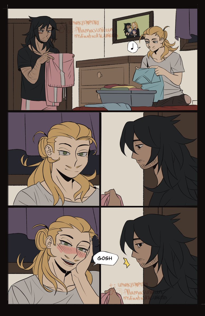 AllamasUnicorn's tweet photo. Just some dads being gushy for each other 
#erasermic
(1/2) https://t.co/cNcPt9y00y
