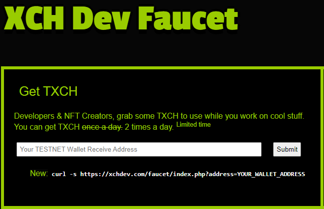The XCH Dev Faucet is back in action. All missed transactions have been resent. $TXCH #Chia
