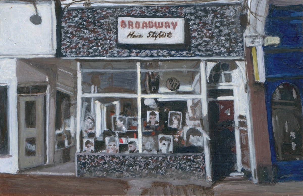 This week’s theme was North London. 
‘Broadway Hair Stylist, Muswell Hill Broadway’, acrylic on panel, 2020. I hope someone can tell me if this one still exists? After my last post I can’t be sure of any of them surviving anymore 😞.
#paintingoftheday #muswellhill