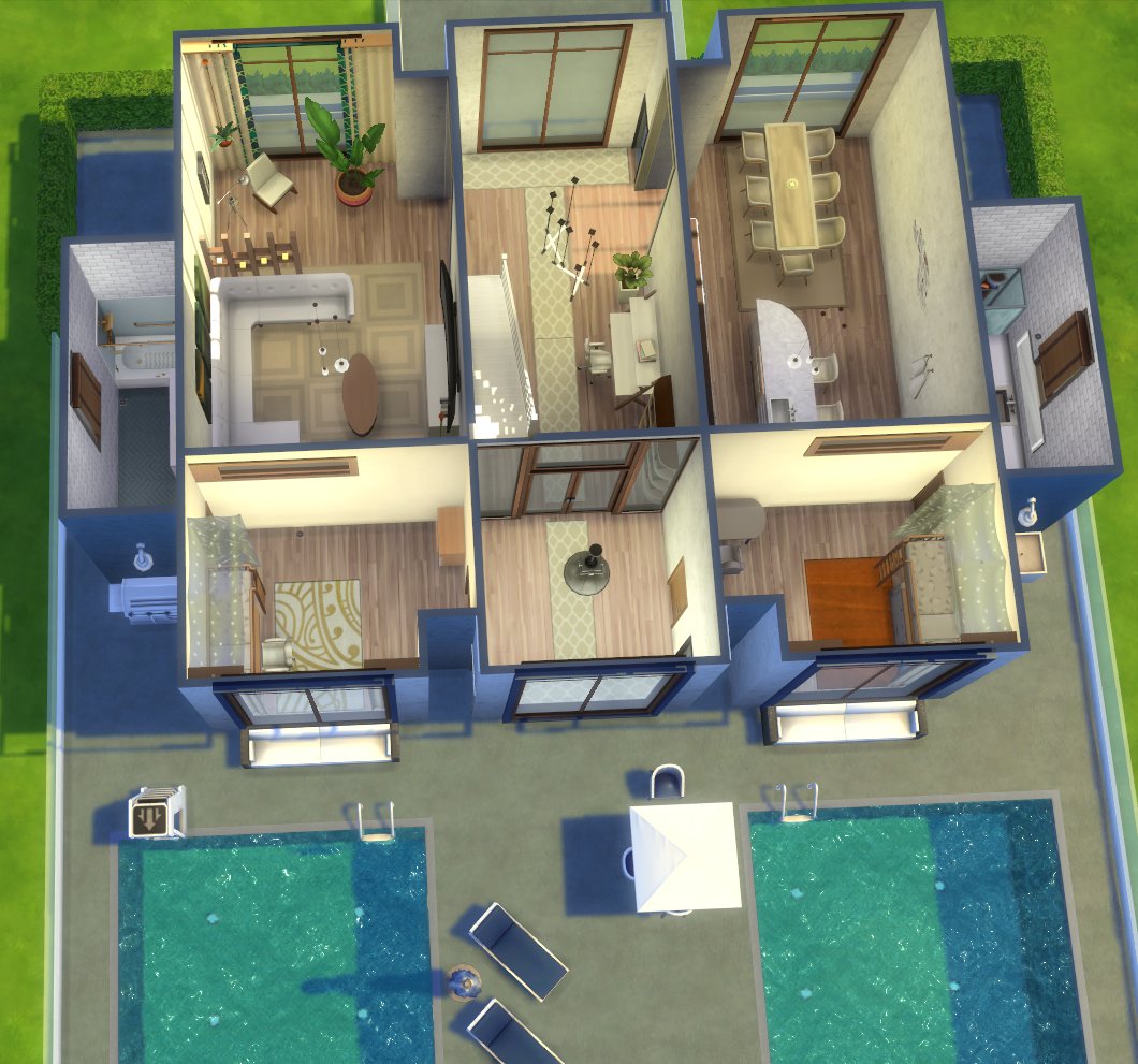 ImpySmodge's tweet photo. Interior & floorplan
Modern bright home. 5 beds, 5 baths.
ID: #ImpySmodge
#Sims4 #TheSimCommunity #ShowUsYourBuilds @TheSims @TheSimCommunity https://t.co/ocyBN6qwnH