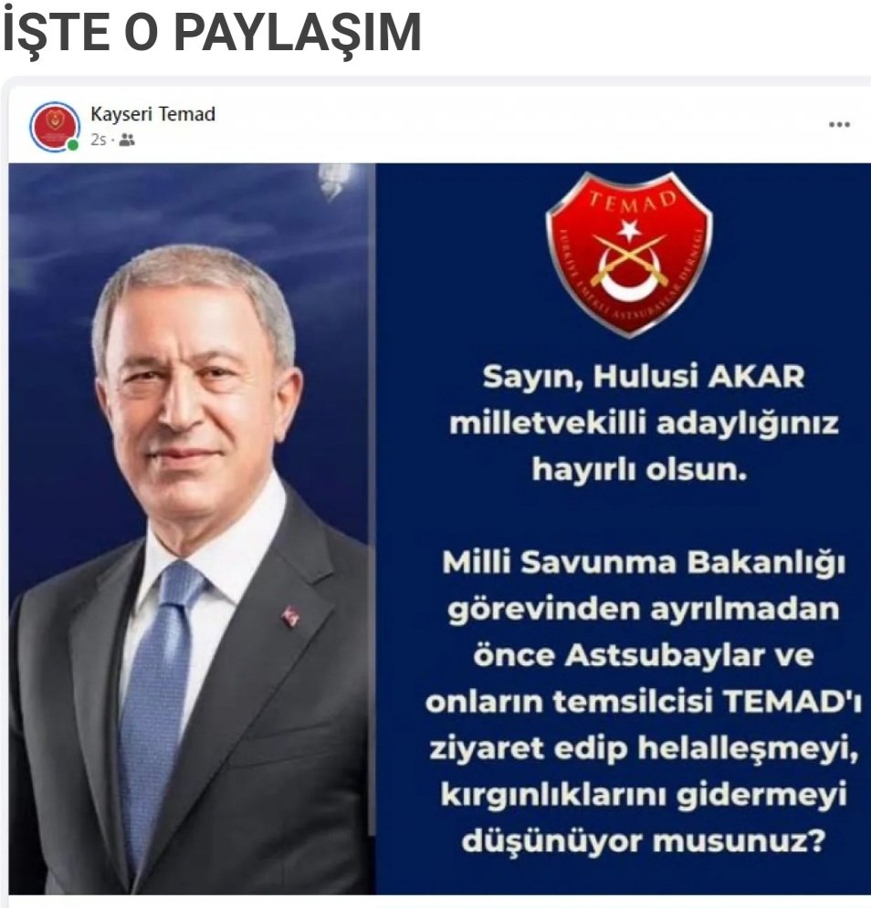 TEMAD Kayseri Şubesi’nin sosyal medya hesabından yapılan paylaşımda şu ifadeler kullanıldı.