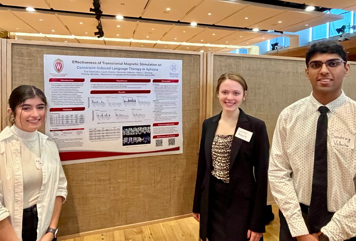 HaleyDresang's tweet photo. My lab's first students presented their first research project today! They did a fabulous job. I couldn't be more proud or more excited for what we do next! #newPI #aphasia #TMS #NeuroLAND @UWWaismanCenter @UWMadison https://t.co/QLBHAV4Jrv