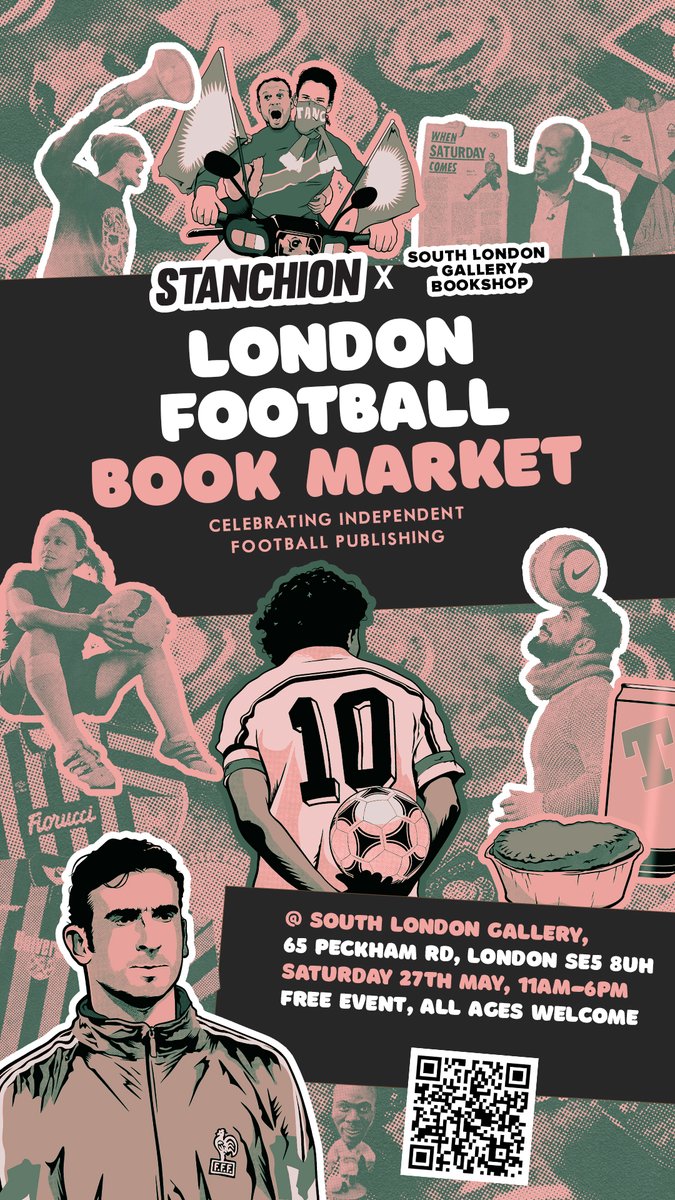We have a load of stallholders including: -@MundialMag -@WSC_magazine -@LowerBlock -@ThisFanGir1 -@thegraphicbomb/@mighty_delta -@DogmaBrighton -@dinkitover -@glorymag_ -@ConkerEditions -@Panini_book -@SpreadSalaam -@HalcyonPublish1 -@MagLibero + more ➡️ southlondongallery.org/events/footbal…