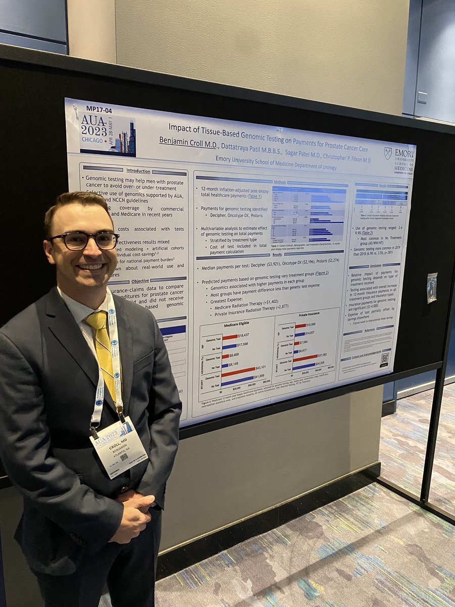 Cost-benefit impact of tissue based genomic testing plays an important role in treatment planning for #prostatecancer ⁦<a href="/UroCroll/">Benjamin Croll</a>⁩ ⁦<a href="/emory_urology/">Emory Urology</a>⁩ ⁦@chrisfilson_uro⁩ ⁦<a href="/dhpatil101/">Dattatraya Patil</a>⁩ #AUA20203 ⁦<a href="/UroOnc/">Society of Urologic Oncology</a>⁩ ⁦<a href="/AmerUrological/">Amer. Urol. Assn.</a>⁩
