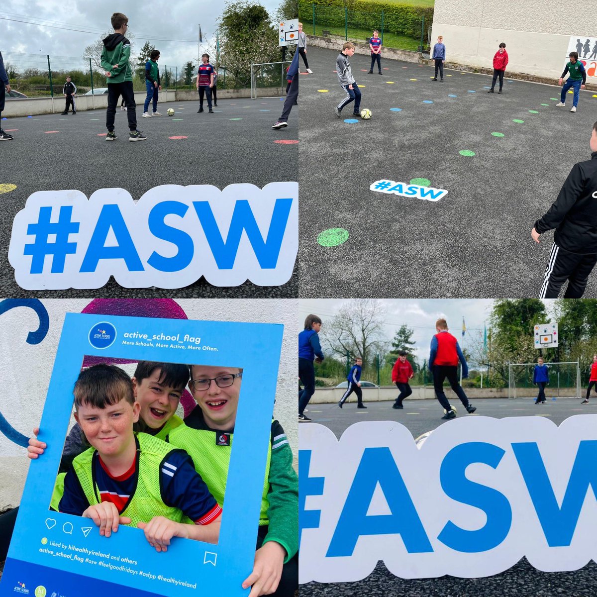 scoilbhrideNS's tweet photo. A hive of ‘active’ activity this morning on our final day of #ASW23! Absolutely delighted to have Euan back this term!☀️⚽️ Happy &amp; ON THE MOVE! @Activeflag @FAIreland @faischools @theNSMonaghan #helpingourmindstosmile #wellbeing https://t.co/IO7aw0Dtbc