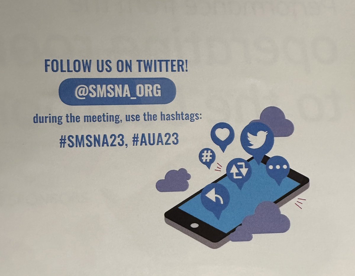 Official tag per program, is #SMSNA23 and #AUA23

Will connect this tweet with other tags being used:
#SMSAUA23
#SMSNA2023