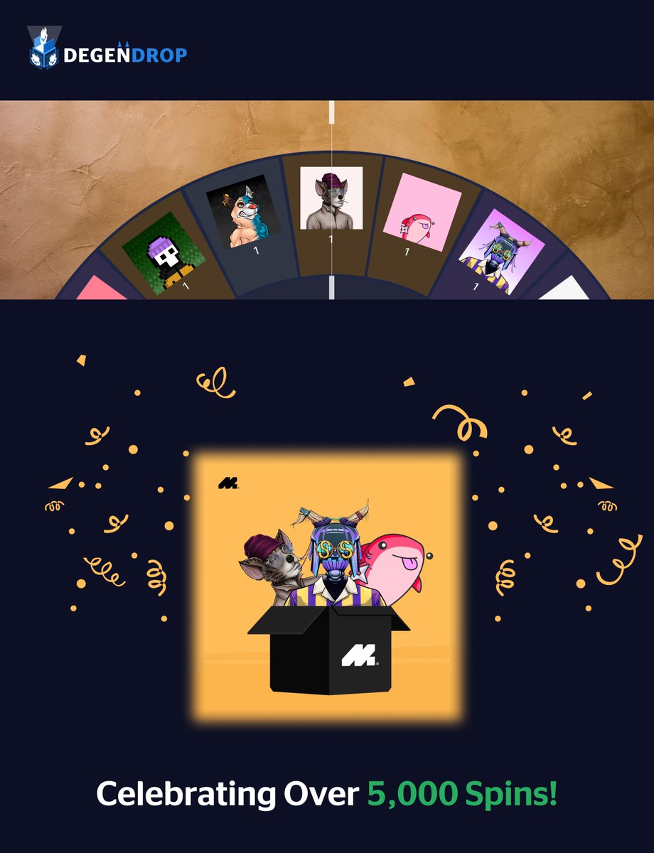 DegenLabs's tweet photo. Celebrating over 5,000 Spins on the @mobstudios_ BOX🎉

Follow + RT for a chance to win $MOB ✅ https://t.co/gGwnNITcUV