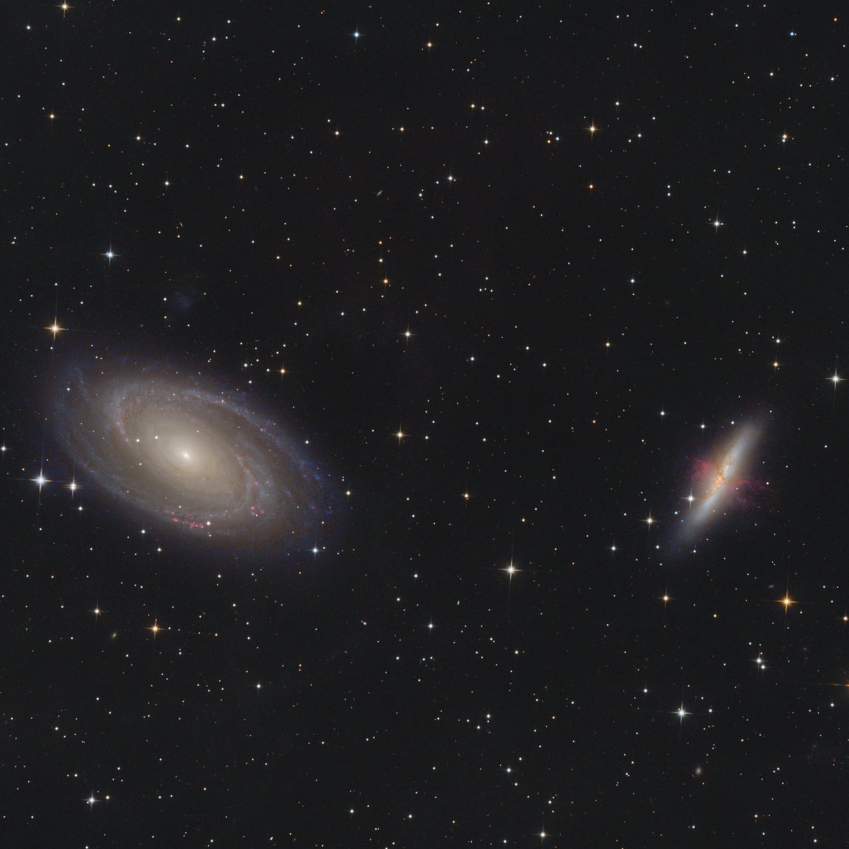 NetSmilingj's tweet photo. Bode's Galaxy and Cigar Galaxy (preliminary result April 2023)

Blog: https://t.co/G8tAux8a8a

#astrophotography #m81 #m82 #bodesgalaxy #cigargalaxy #heq5pro #130pds #asi294mcpro https://t.co/nAEQLNqpym
