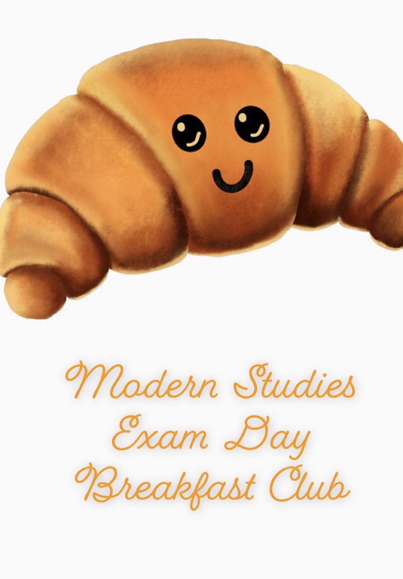 On the 18th May, at 8am all Higher and Advanced Higher Modern Studies pupils are invited for breakfast in B208,you can ask us any last minute questions and get some reassurance that everything will be okay! #twoweeksonthursday <a href="/MrKellyPTC/">AHS Social Subjects and RMPS</a> <a href="/AuchmutyHS/">Auchmuty High School</a> <a href="/MrCarstairs_/">Mr Carstairs</a> <a href="/MrsFarmerMods/">Mrs Farmer</a>
