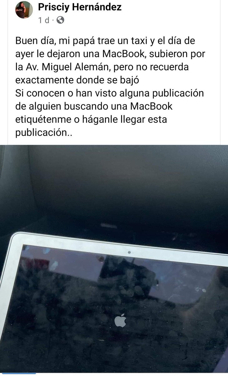 Apodaca_News's tweet photo. Siempre somos más los buenos 👍🏼🚕 me reportan una computadora personal olvidada en un taxi, la hija del chofer la va a conocer y dice que la persona se subió por Miguel Alemán #Apodaca 👀💻  gracias por la honestidad de esta familia 

⚠️ RT para encontrar al dueño o dueña!!! https://t.co/9SLqYPqDia