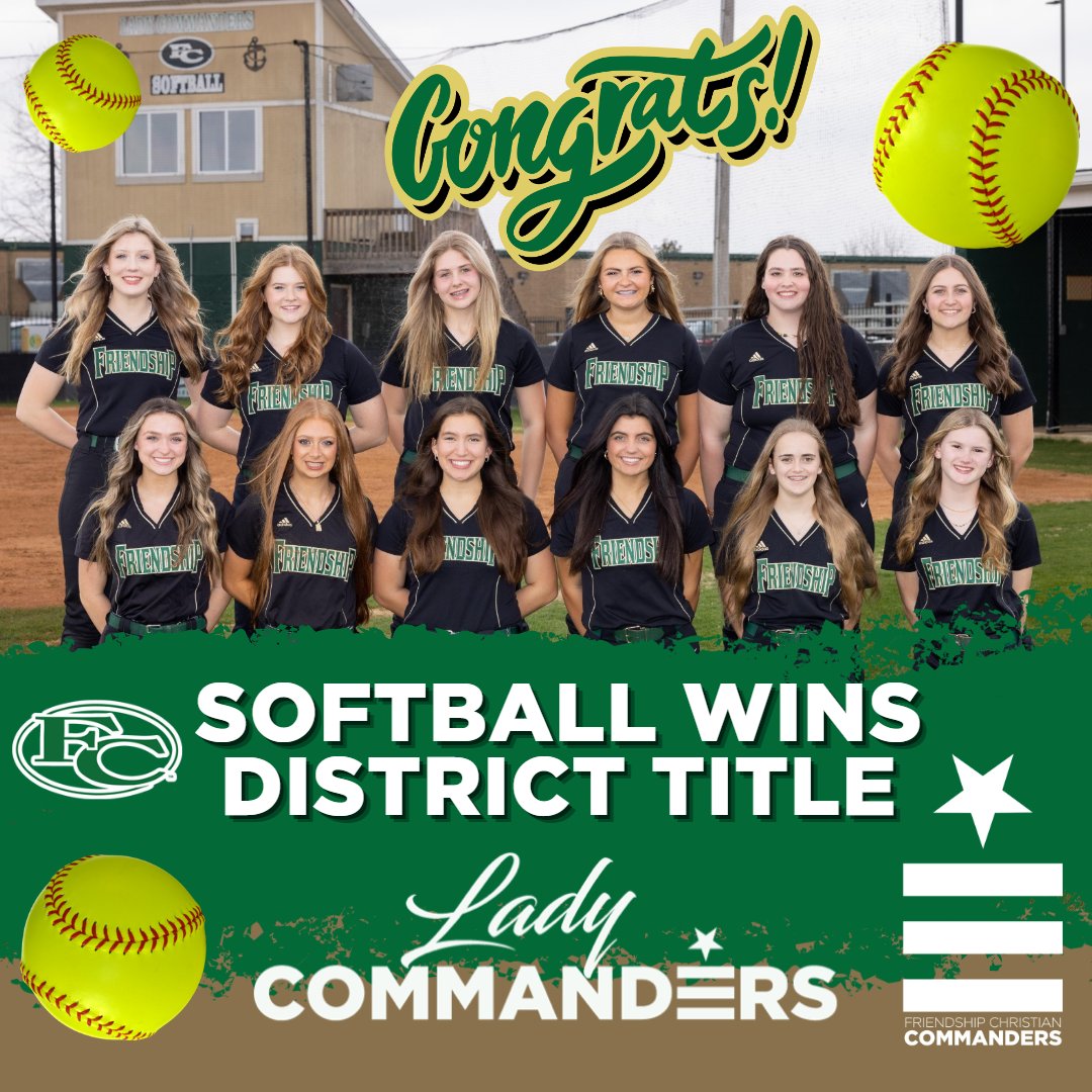 FCScommanders's tweet photo. Congratulations to our @LadyCommanderSB for winning the regular season District title! The Lady Commanders have earned a 1st round bye in the Region tournament &amp; will host their next game at 5:00 PM on Monday, May 1 (opponent is TBD). https://t.co/rCs9yLdRBh