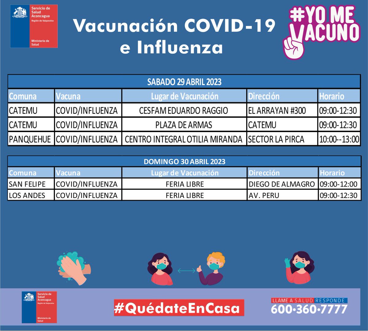 Horarios y lugares de vacunación para este fin de semana.