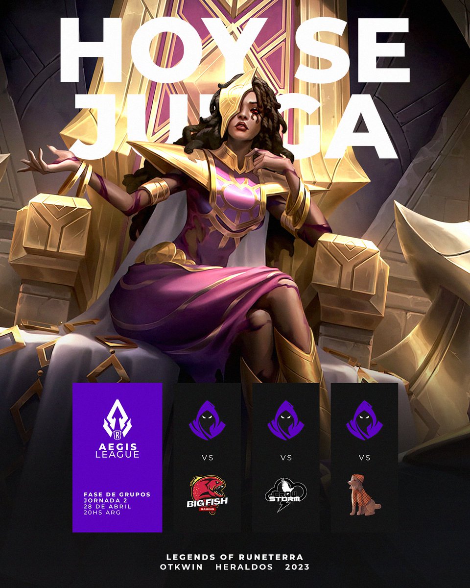 OneTurnKillClub's tweet photo. HOY SE JUEGA! ✨
🆚@BigFishGaming_ #CrowStorm @RedPupGames
🏆@AegisEsportsLoR
🎮#LegendsOfRuneterra
⏰20hs ARG 🇦🇷
🖤#Heraldos #OTKWIN @LoRLATAM💜 https://t.co/1i2FD7Qd5m