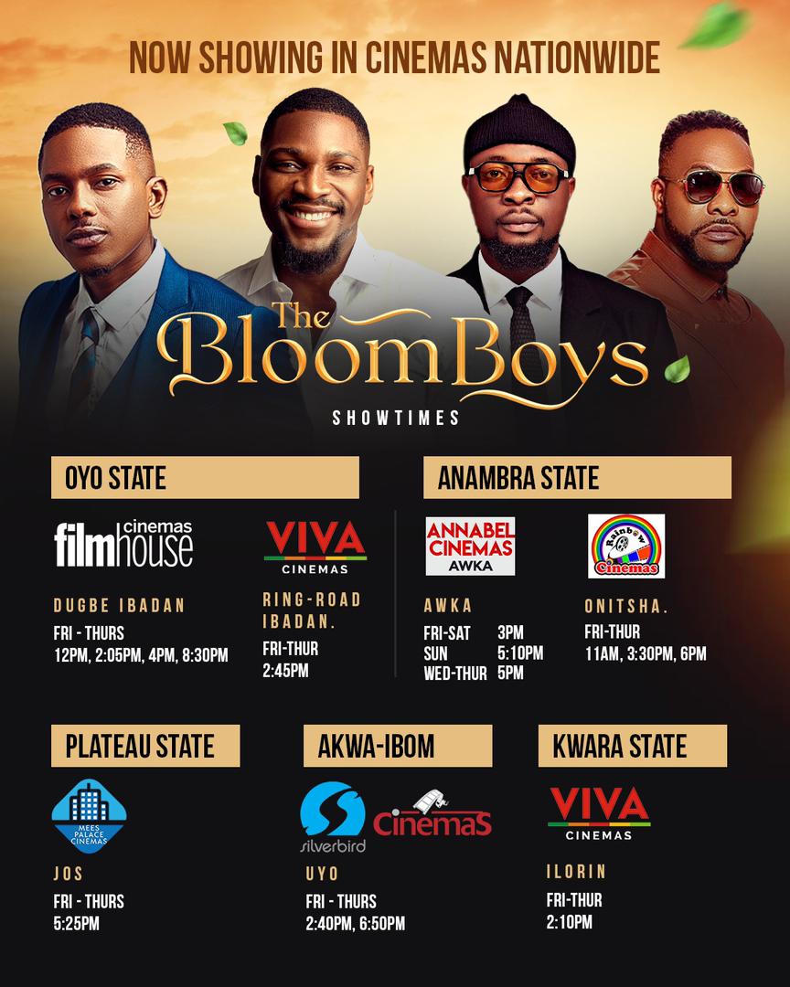 LinarShrewdfilm's tweet photo. Showtimes for week one!!!
Check the showtime of cinema choice before setting out
We await your reviews
#thebloomboysmovie https://t.co/qdxrjMoL7J