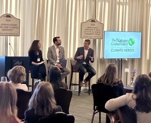 Conserve_CA's tweet photo. Thank you Senator @BenAllenCA, Secretary @WadeCrowfoot & TNC's Climate Director Laura Crane for leading an inspiring discussion on the importance of delivering critical funding for #NatureBasedClimateSolutions in California at our Climate Event last week. #ChooseItORLoseIt https://t.co/nD2Ne2jZNd