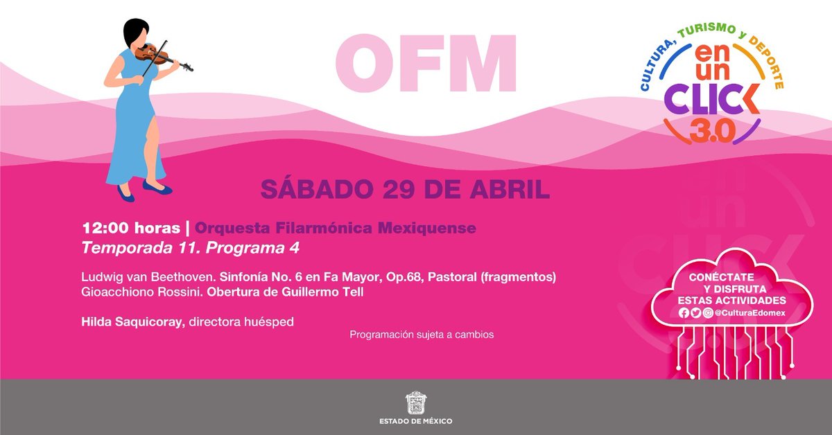 secti_edomex's tweet photo. Si te perdiste el concierto que presento la @OFMexiquense dentro de #FestinArte, hoy podrás disfrutarlo.
Conéctate a #CulturaEnUnClick.
@CulturaEdomex https://t.co/WKQbNAYhDU