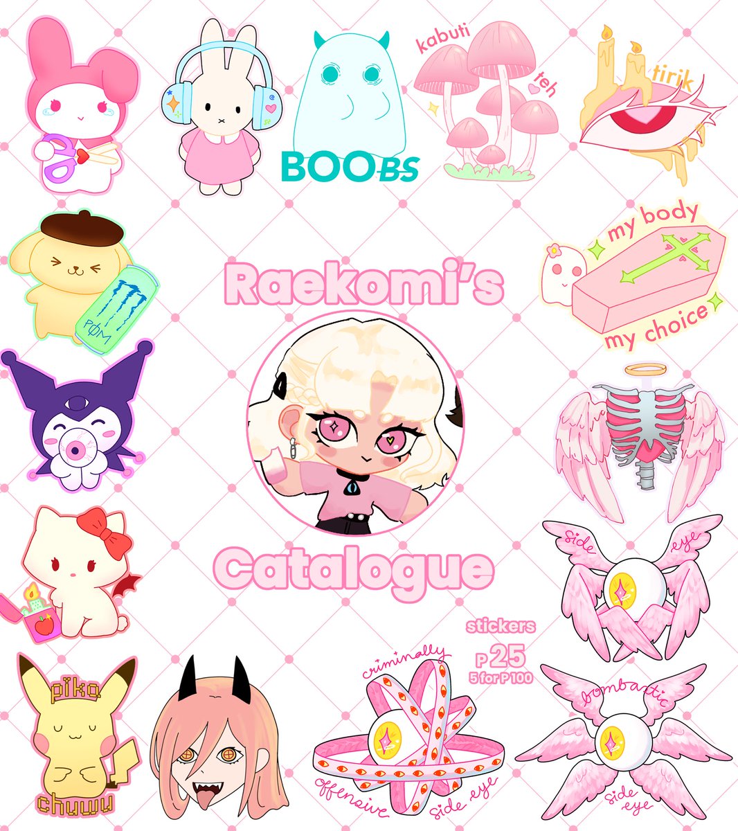 🩷 Raekomi's stickercon catalogue 🩵