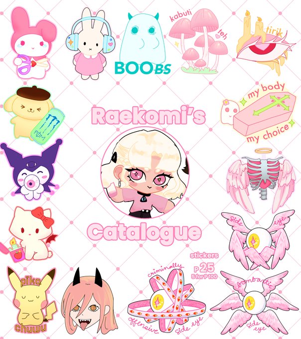 🩷 Raekomi's stickercon catalogue 🩵