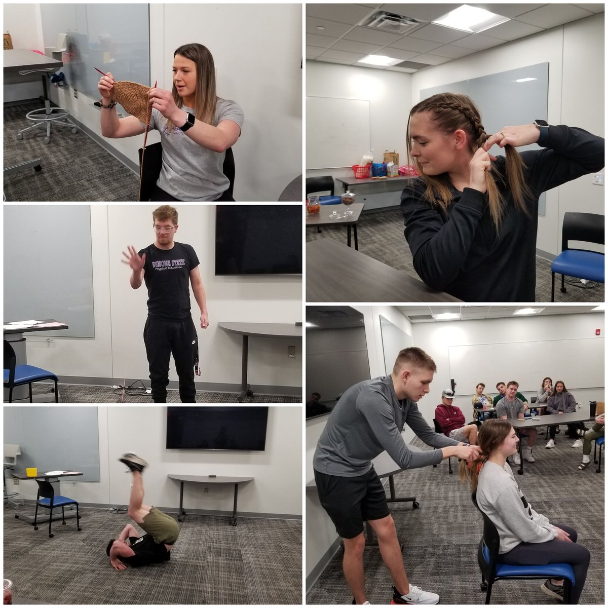 @SHAPE_America Watching my students show and tell the novel skill they learned as part of our motor behavior class! Such a fun project and way to end the semester. @KenzzPe @cole_mundt  @CPerschnick @ArianaWalker03 💜 #WhatMadeYourWeek