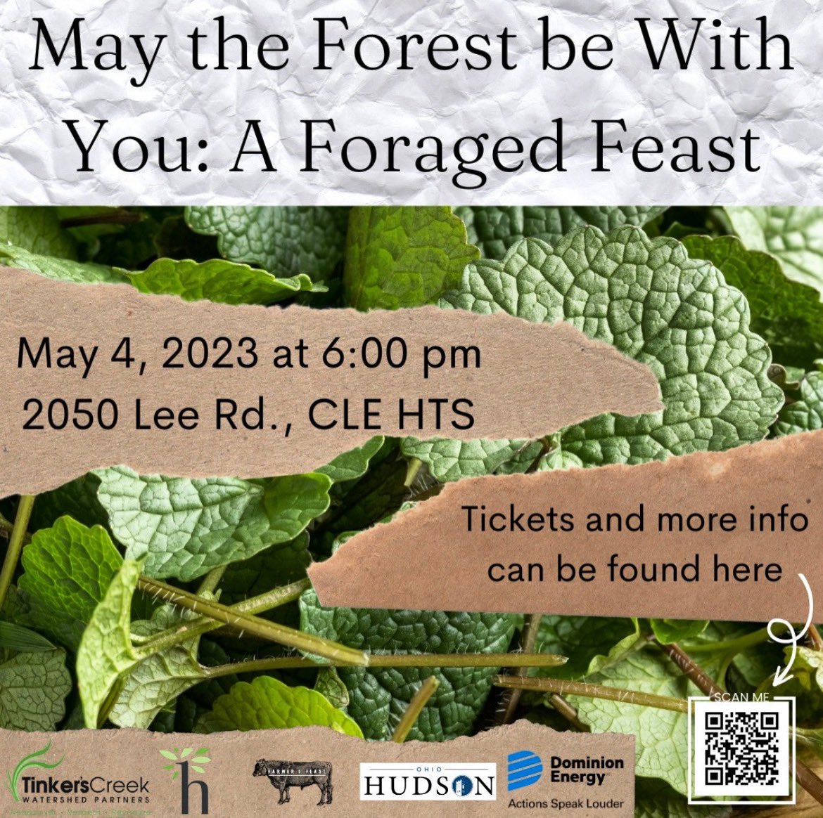 TinkersCreek_WP's tweet photo. Interested in going to the foraged feast? Tag who you’d like to bring, like us, and share this post for a chance to win two free tickets ($100 value!!) to the event!! #foragedfeast #farmersfeast #clevelandheights #tinkerscreekwatershedpartners https://t.co/Jdt5bKSC2Z
