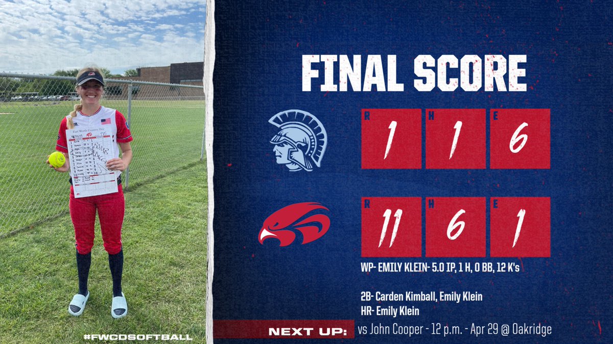 <a href="/EmilyKlein2024/">Emily Klein</a> with a BIG day on the mound and at the plate. First home run in a Falcon uniform. Atta kid, #6!!! We are headed to the 'ship! One more, Falcons. Let's go! #ALLin