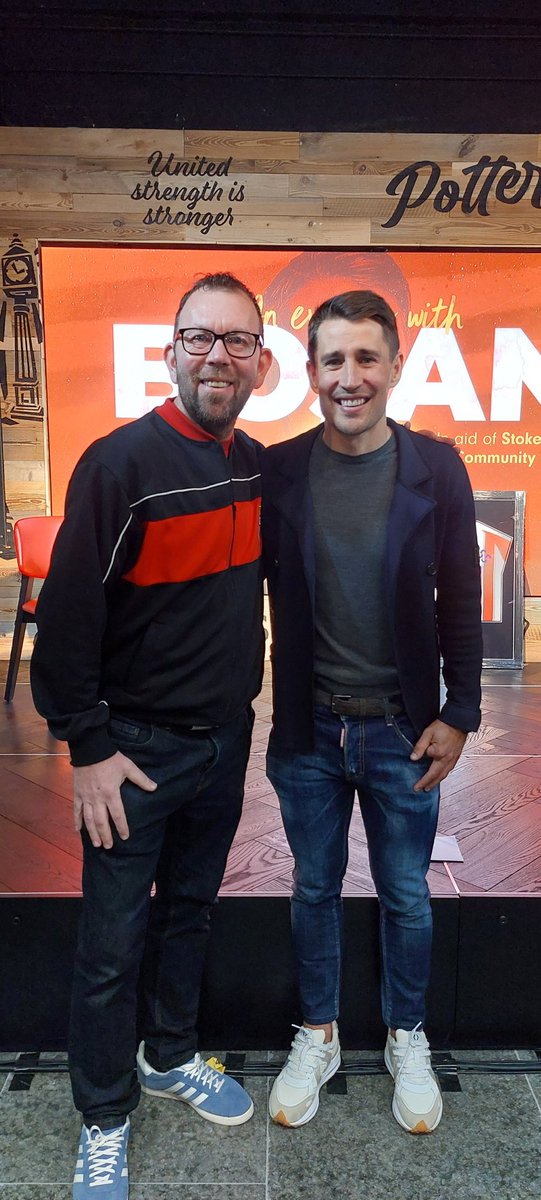 richieriley's tweet photo. The most humble and genuine person...a thoroughly enjoyable evening and a pleasure to spend the evening in the company of @BoKrkic @scfc_community  @stokecity https://t.co/YzSyO7WMW2