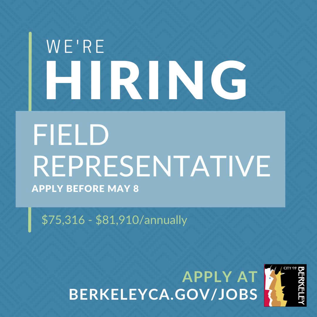 CityofBerkeley's tweet photo. ๐ฏโป๏ธ We're hiring Field Representatives for our Zero Waste Division!
Help businesses & communities achieve zero waste goals through outreach, education, & compliance.
Apply before May 8: https://t.co/dIsqYkWNys
Join our team and be part of the solution! #BerkeleyJobs https://t.co/ahBFPiEBdU