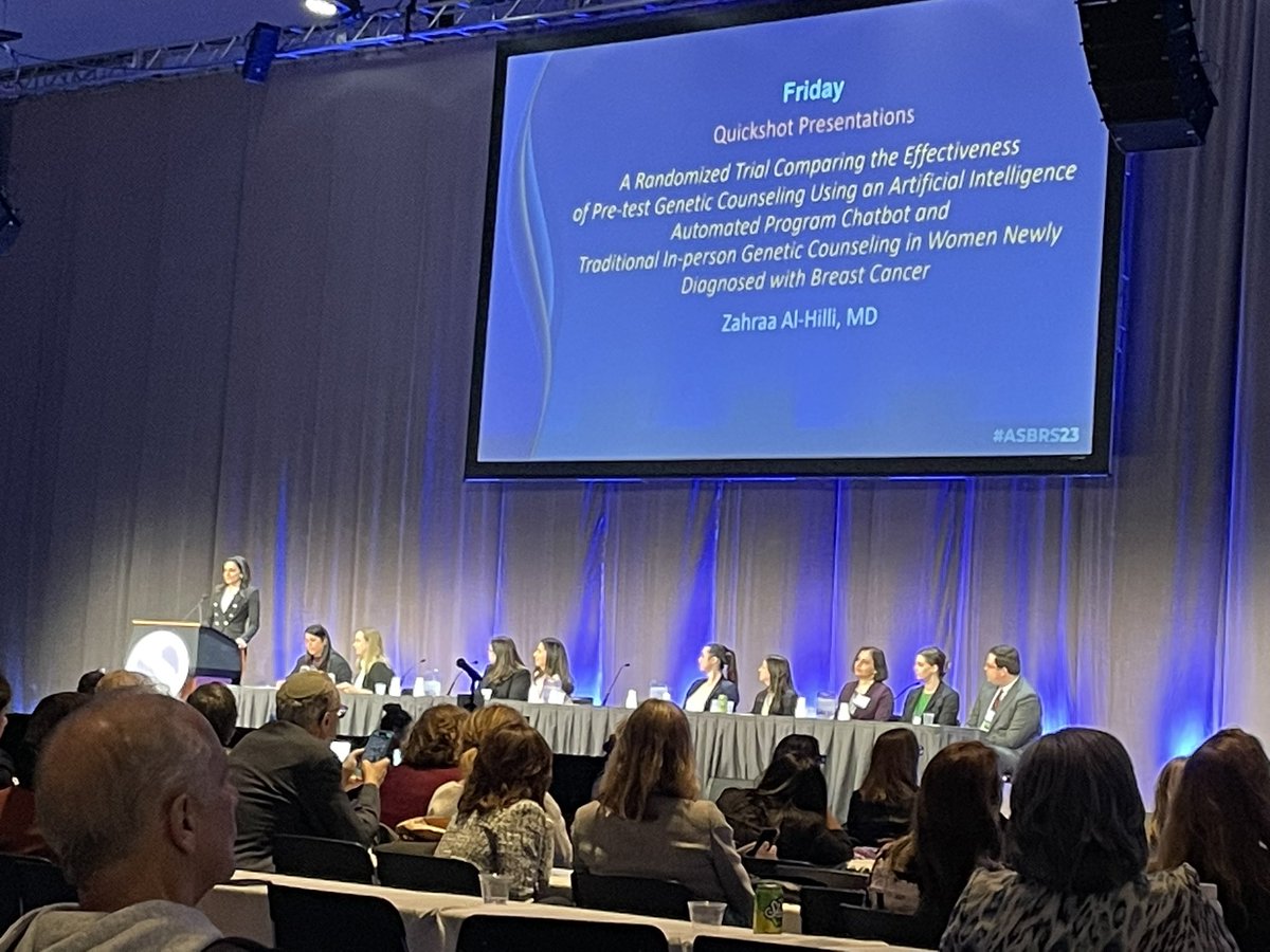 Stephanie Valente (@drstephvalente) on Twitter photo #ASBrS23 <a href="/ZAlHilliMD/">Zahraa Al-Hilli</a> presenting an innovative chatbot platform used <a href="/ClevelandClinic/">Cleveland Clinic</a> for genetic counseling in #breastcancer patients #ASBrS23 <a href="/ZAlHilliMD/">Zahraa Al-Hilli</a> presenting an innovative chatbot platform used <a href="/ClevelandClinic/">Cleveland Clinic</a> for genetic counseling in #breastcancer patients