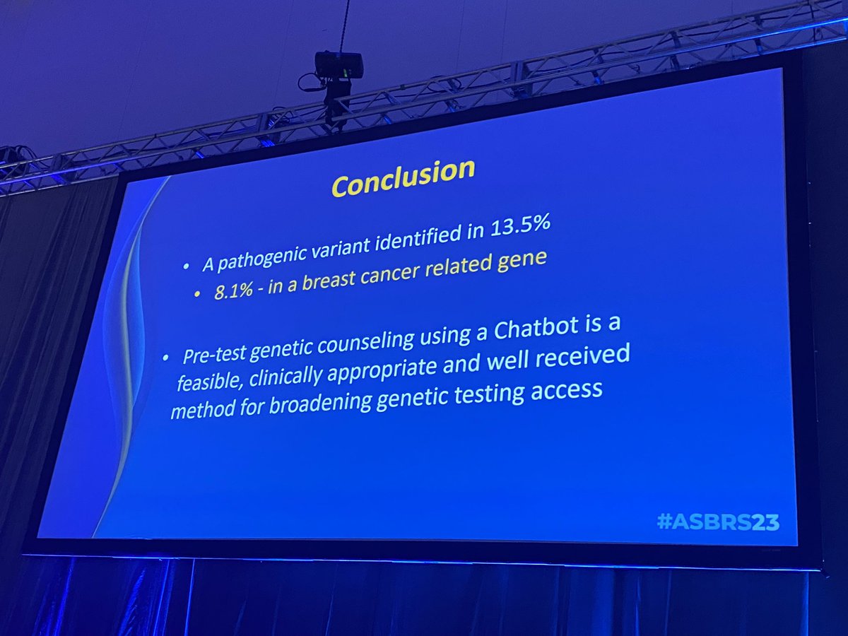 Anna Chichura, MD (@annachichuramd) on Twitter photo <a href="/ZAlHilliMD/">Zahraa Al-Hilli</a> presented our research showing excellent patient education and satisfaction using an AI chatbot for genetic counseling in women with breast cancer <a href="/ASBrS/">ASBrS</a> #ASBRS2023
<a href="/ClevelandClinic/">Cleveland Clinic</a> <a href="/CleClinicMD/">Cleveland Clinic MD</a>
<a href="/AnnaChichuraMD/">Anna Chichura, MD</a> <a href="/VWUMD/">Vincent Wu</a> <a href="/holly_pederson/">Holly Pederson MD</a> <a href="/CharisEngMDPhD/">Charis Eng, MD, PhD</a> <a href="/ZAlHilliMD/">Zahraa Al-Hilli</a> presented our research showing excellent patient education and satisfaction using an AI chatbot for genetic counseling in women with breast cancer <a href="/ASBrS/">ASBrS</a> #ASBRS2023
<a href="/ClevelandClinic/">Cleveland Clinic</a> <a href="/CleClinicMD/">Cleveland Clinic MD</a>
<a href="/AnnaChichuraMD/">Anna Chichura, MD</a> <a href="/VWUMD/">Vincent Wu</a> <a href="/holly_pederson/">Holly Pederson MD</a> <a href="/CharisEngMDPhD/">Charis Eng, MD, PhD</a>