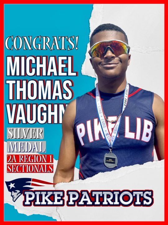 PikeLibPatriots's tweet photo. Please join in congratulating Michael Thomas Vaughan on his silver medal in today’s #Sectional meet held in Red Level.

#GoPike | #PikeTrack | #RunMTV 👟 https://t.co/IZMW1pDkeW