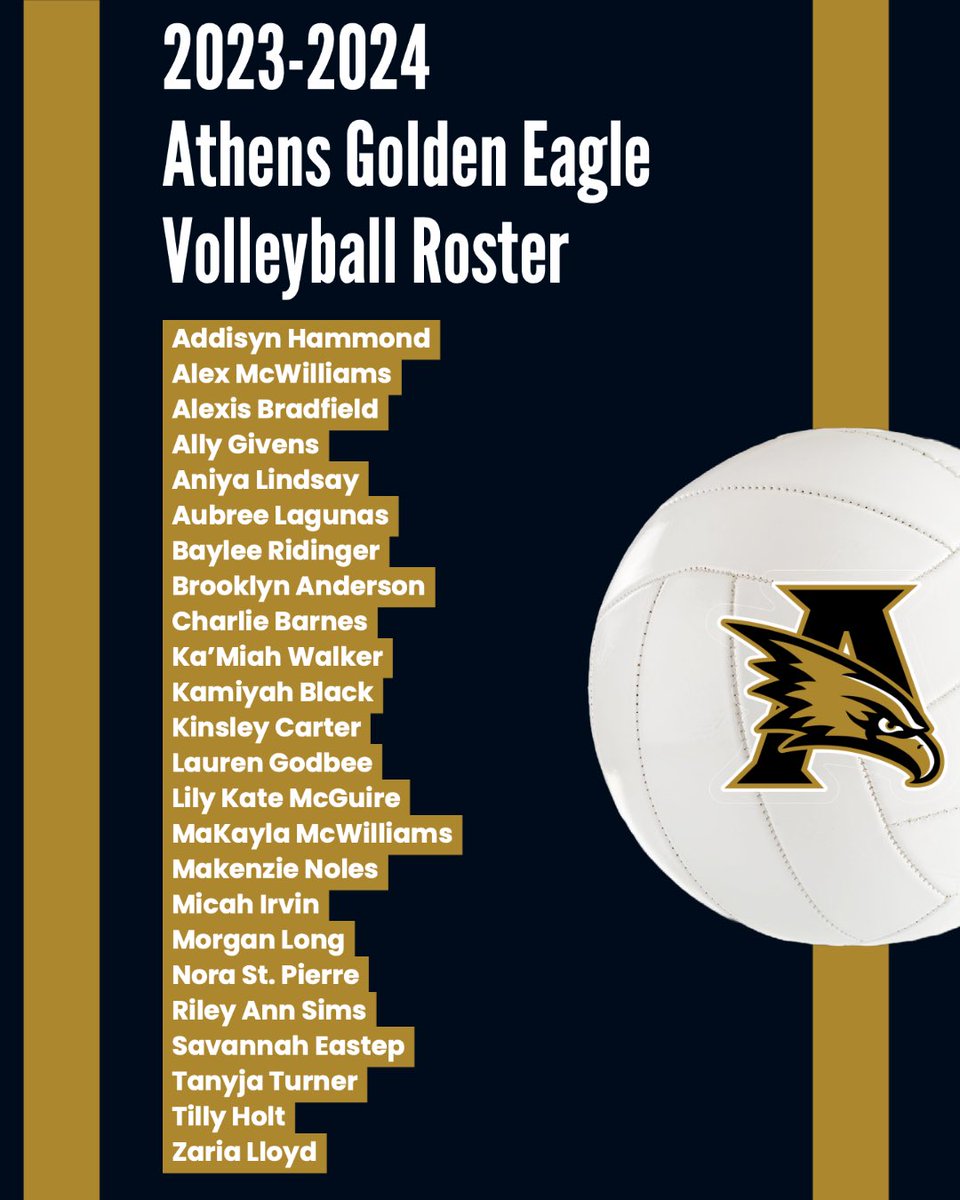 Congratulations to the 2023-2024 AHS Volleyball Team! Can’t wait to get to work! #GoGoldenEagles #OneAthens 🦅🏐