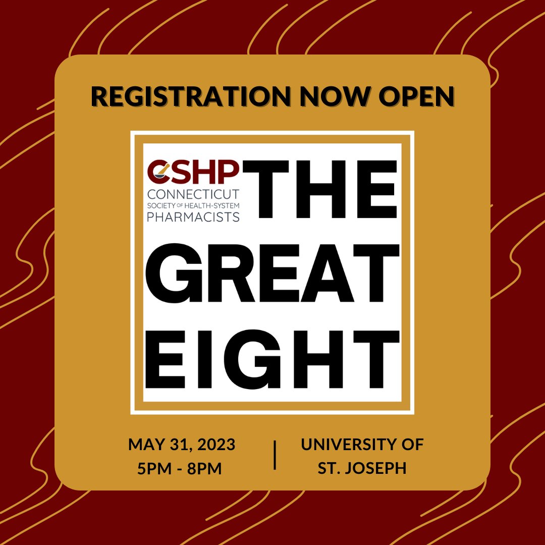 CSHP's annual juried showcase of Connecticut's Pharmacy Residents and CSHP Members. 

Join us for a networking event and light supper followed by the program beginning at 5:45pm. 

➡️REGISTER NOW! cshponline.org/event-5261675 

#ctpharmacy #ctpharmacists
