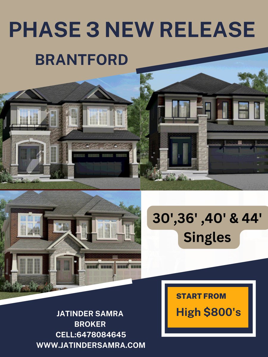 Grand Opening on May 7th in Brantford !!
Brand new singles for Sale
Contact@6478084645 for more info
jatindersamra.com

#forsale #singles #brandnew #brantford #buy #invest #assignment #lowdeposit #realtor #jatindersamra #broker #preconstruction