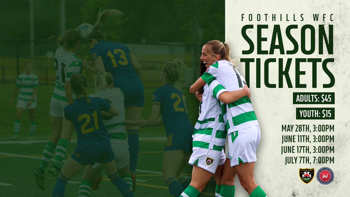 FoothillsWFC's tweet photo. Get ‘em while their hot 🔥

🎟: https://t.co/jGdUnozS9s

We are thrilled to be hosting 4 international @UWSSoccer UWS games here in Calgary this summer. Join @foothillswfc as we take on the 2023 season. https://t.co/tehuDEbHZq